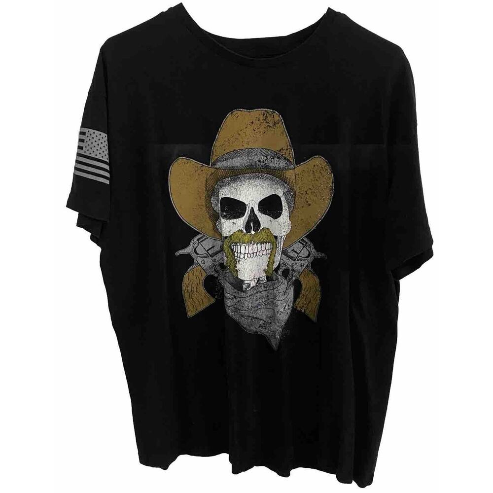 We The People Holsters Men's XL Shirt Cowboy skull gun Graphic Black Flag Usa